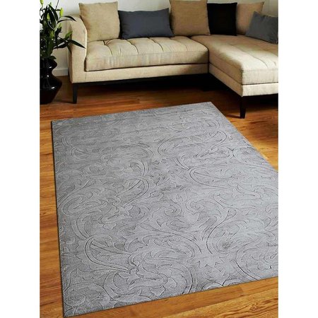 GLITZY RUGS 5 x 8 ft. Hand Woven Viscose & Silk Area Rug, Silver - Floral UBSSS0009W0032A9